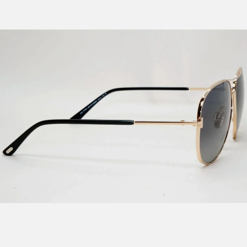 Tom Ford Sunglasses Polarized Gold Pilot Grey 61mm New
